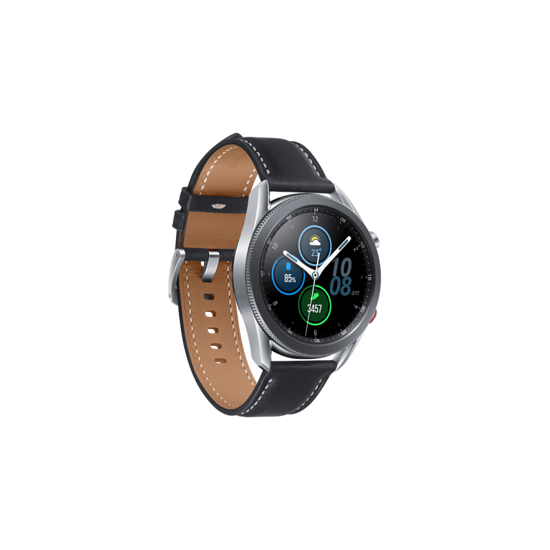 SAMSUNG Galaxy Watch3 45 mm LTE & Bluetooth Smartwatch Edelstahl Echtleder, Größe M/L (145 - 205 mm), Mystic Silver/Black SAMSUNG Galaxy Watch3 45 mm LTE & Bluetooth Smartwatch Edelstahl Echtleder, Größe M/L (145 - 205 mm), Mystic Silver/Black