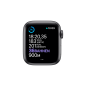 APPLE Watch Series 5 44mm Smartwatch Aluminium Fluorelastomer, 140 - 200 mm , Armband: Schwarz, Gehäuse: Space Grey