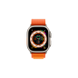 APPLE Watch Ultra (GPS + Cellular) 49 mm Smartwatch Titan Gewebe, 130-160 mm, Armband: Orange, Gehäuse: Titan