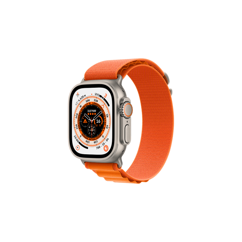 APPLE Watch Ultra GPS+CEL 49 TIT W LARGE Smartwatch Titan Gewebe, 165 - 210 mm, Orange