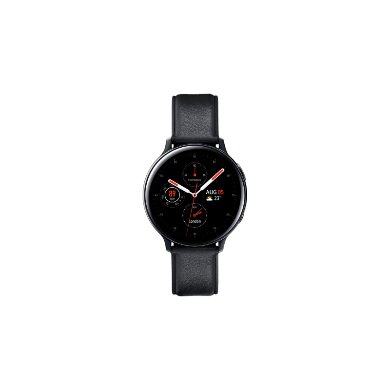 SAMSUNG Galaxy Watch Active2 Stainless Steel 44mm (LTE) BK Smartwatch Edelstahl Echtleder, M/L, Black