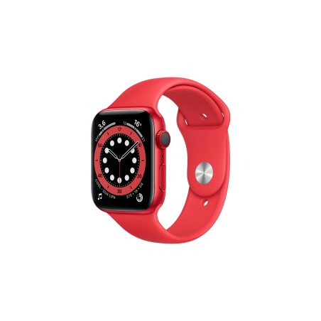 APPLE Watch Series 6 (GPS + Cellular) 40mm Smartwatch Aluminium Fluorelastomer, 130 - 200 mm, Armband: Rot, Gehäuse: Rot