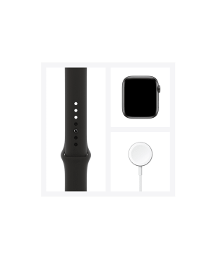 APPLE Watch Series 6 (GPS + Cellular) 40mm Smartwatch Edelstahl Fluorelastomer, 130 - 200 mm, Armband: Schwarz, Gehäuse: Graphit