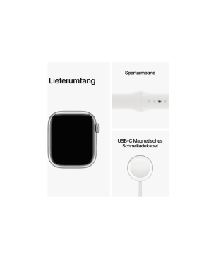 APPLE Watch Series 6 (GPS + Cellular) 40mm Smartwatch Aluminium Fluorelastomer, 130 - 200 mm, Armband: Weiß, Gehäuse: Silber