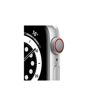 APPLE Watch Series 6 (GPS + Cellular) 40mm Smartwatch Aluminium Fluorelastomer, 130 - 200 mm, Armband: Weiß, Gehäuse: Silber