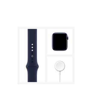 APPLE Watch Series 6 (GPS + Cellular) 40mm Smartwatch Aluminium Fluorelastomer, 130 - 200 mm, Armband: Weiß, Gehäuse: Silber