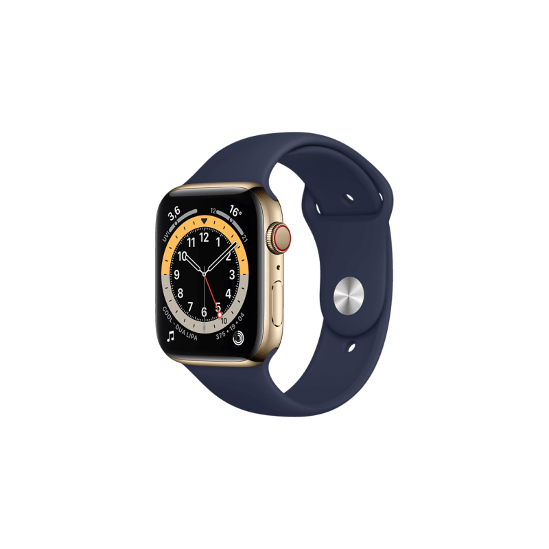 APPLE Watch Series 6 (GPS + Cellular), 40 mm Smartwatch Edelstahl Fluorelastomer, 130-200 mm , Steel Navy