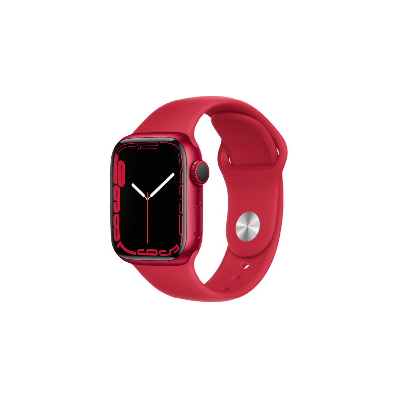 APPLE Watch Series 7 (GPS) 41mm Smartwatch Fluorelastomer, 130 - 200 mm, Armband: Rot, Gehäuse: Rot