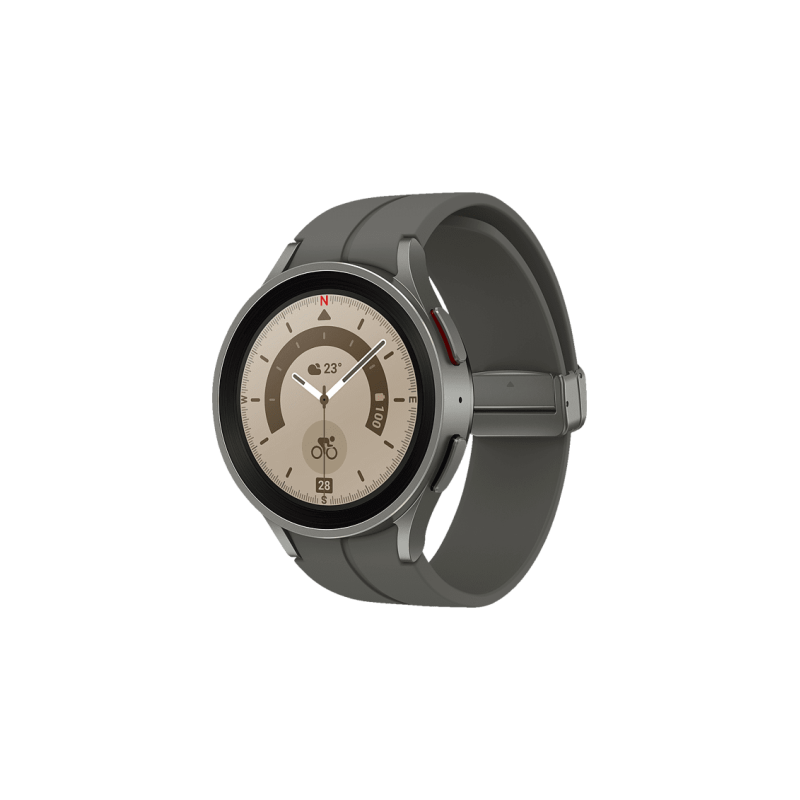 SAMSUNG Galaxy Watch5 Pro LTE 45 mm Smartwatch Titan Fluorkautschuk, M/L, Gray Titanium