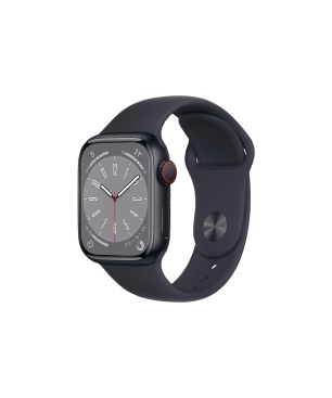 APPLE Watch Series 8 (GPS) 41 mm Smartwatch Aluminium Fluorelastomer, 130 - 200 mm, Armband: Mitternacht, Gehäuse: Mitternacht