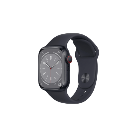 APPLE Watch Series 8 (GPS) 41 mm Smartwatch Aluminium Fluorelastomer, 130 - 200 mm, Armband: Mitternacht, Gehäuse: Mitternacht