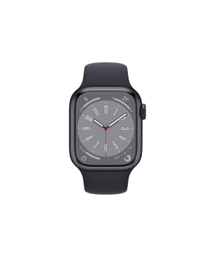 APPLE Watch Series 8 (GPS) 41 mm Smartwatch Aluminium Fluorelastomer, 130 - 200 mm, Armband: Mitternacht, Gehäuse: Mitternacht