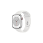 APPLE Watch Series 8 (GPS + Cellular) 41 mm Smartwatch Aluminium Fluorelastomer, 130 - 200 mm, Armband: Weiß, Gehäuse: Silber