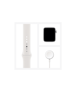 APPLE Watch Series 6 (GPS) 40mm Smartwatch Aluminium Fluorelastomer, 130 - 200 mm, Silber/Weiß
