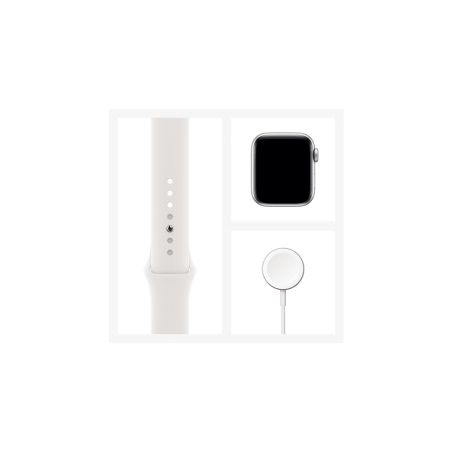APPLE Watch Series 6 (GPS) 40mm Smartwatch Aluminium Fluorelastomer, 130 - 200 mm, Silber/Weiß