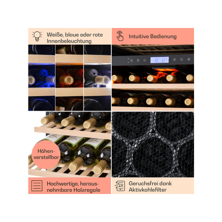 KLARSTEIN Vinovilla Grande 162 Weinklimaschrank (EEK G, schwarz)