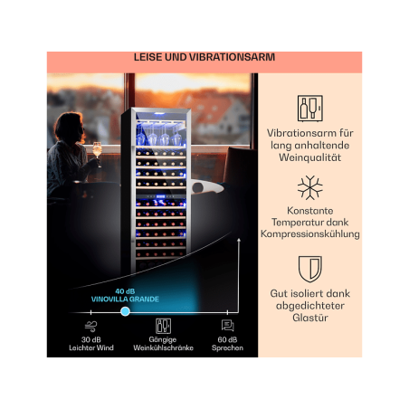 KLARSTEIN Vinovilla Grande Duo Weinklimaschrank (EEK G, edelstahlfarben)