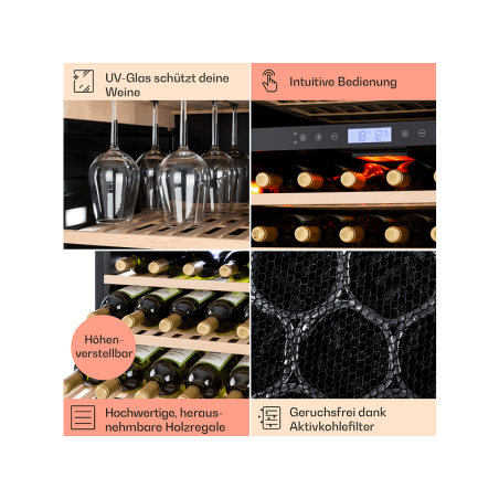 KLARSTEIN Vinovilla Grande Duo Weinklimaschrank (EEK G, edelstahlfarben)