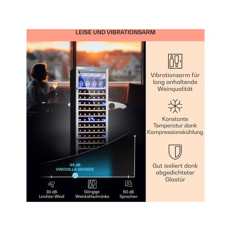 KLARSTEIN Vinovilla Grande 165 Weinklimaschrank (EEK G, schwarz)