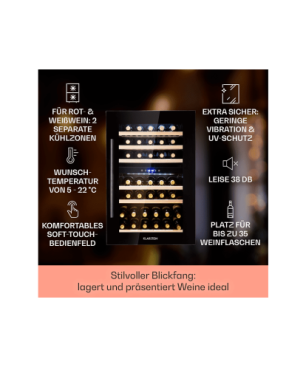 KLARSTEIN Vinsider 35D Onyx Edition Weinklimaschrank (EEK G, schwarz)