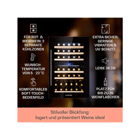 KLARSTEIN Vinsider 35D Onyx Edition Weinklimaschrank (EEK G, schwarz)