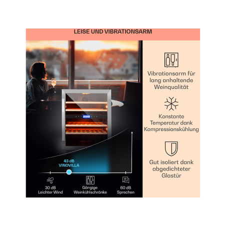 KLARSTEIN Vinovilla Duo43 Weinklimaschrank (EEK G, edelstahlfarben)