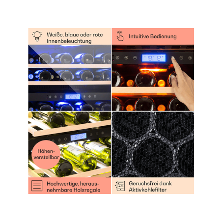 KLARSTEIN Vinovilla Duo43 Weinklimaschrank (EEK G, edelstahlfarben)