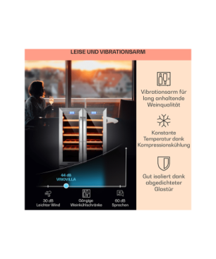 KLARSTEIN Vinovilla Duo 42 Weinklimaschrank (EEK G, edelstahlfarben)