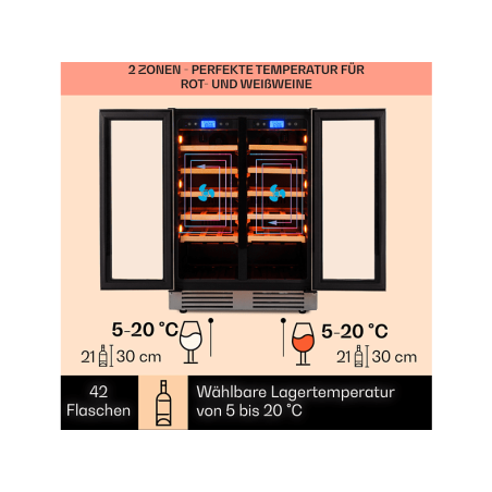 KLARSTEIN Vinovilla Duo 42 Weinklimaschrank (EEK G, edelstahlfarben)