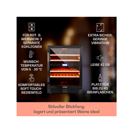 KLARSTEIN Vinovilla 43 Weinklimaschrank (EEK G, schwarz)