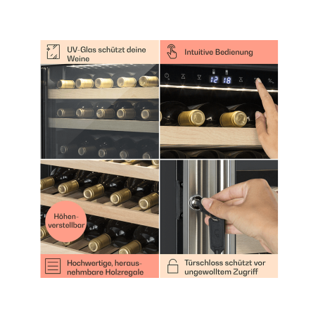 KLARSTEIN Vinovilla Duo79 Weinklimaschrank (EEK G, edelstahlfarben)
