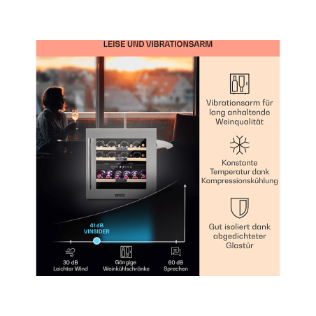 KLARSTEIN Vinsider 36 Weinklimaschrank (EEK G, Silber)