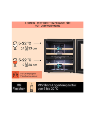 KLARSTEIN Vinsider 36 Weinklimaschrank (EEK G, Silber)