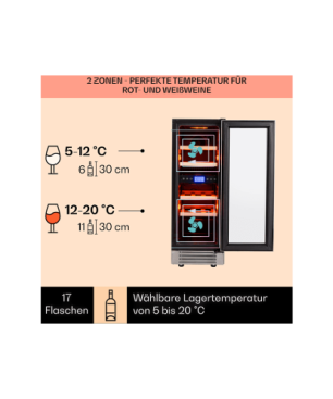 KLARSTEIN Vinovilla Duo 17 Weinklimaschrank (EEK G, Silber)