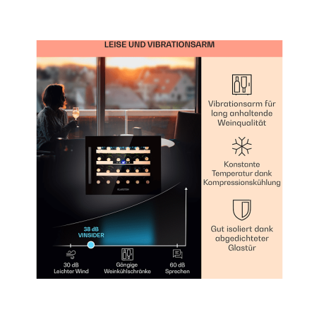 KLARSTEIN Vinsider 24 Onyx Edition Weinkühlschrank (EEK G, schwarz)