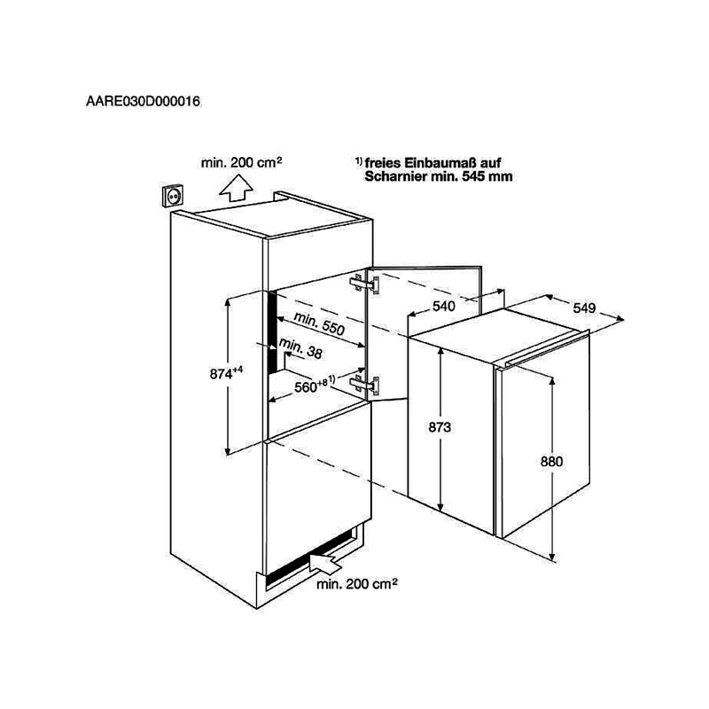 AEG SKB588D1AS Kühlschrank (D, 873 mm hoch, Weiß)