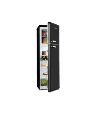 KLARSTEIN Retro-Look Kühlschrank (E, 172 cm hoch, Schwarz)