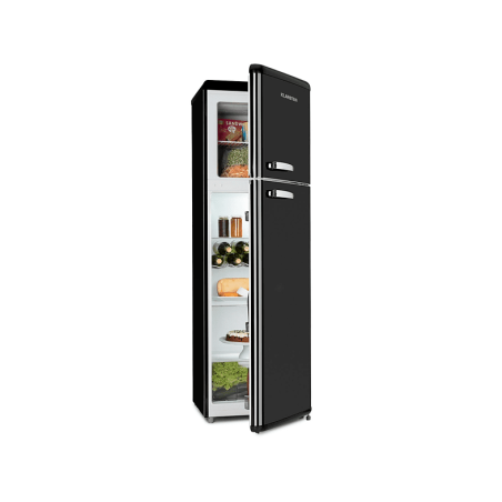 KLARSTEIN Retro-Look Kühlschrank (E, 172 cm hoch, Schwarz)