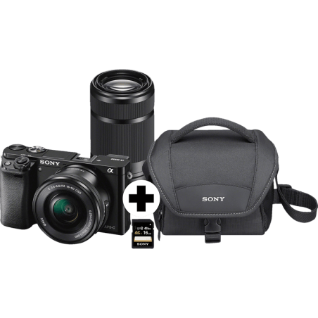 SONY Alpha 6000 KIT (ILCE-6000L) + Tasche + Speicherkarte Systemkam.