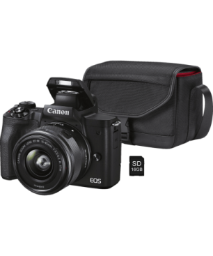 CANON Canon EOS M50 MK II Kit + Tasche und 16GB Speicherkarte Systemkamera mit Objektiv 15-45mm