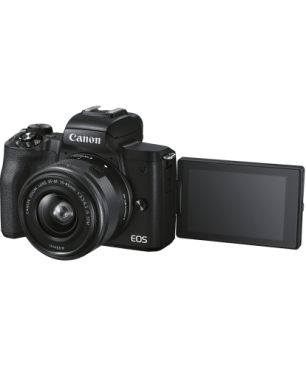 CANON Canon EOS M50 MK II Kit Systemkamera mit Objektiv 15-45 mm + 55-200 mm , 7,5 cm Display Touchscreen, WLAN