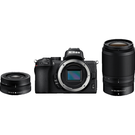 NIKON Z 50 Kit Systemkamera mit Objektiv 16-50 mm + 50-250 mm , 8 cm Display Touchscreen, WLAN
