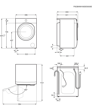 AEG 6000 ProSense® / 10 kg Weiß Serie 6000 ProSense® mit Mengenautomatik Waschmaschine (10,0 kg, 1351 U/Min., A)