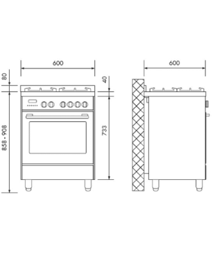 DELONGHI Range Cooker 60 cm breit - Induktionskochfeld Standherd