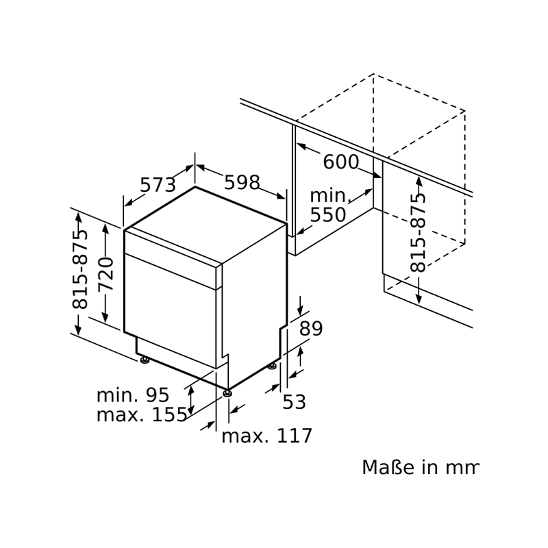 SIEMENS SN43HS36TE Geschirrspüler (unterbaufähig, 598 mm breit, 46 ...