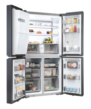 HAIER HCR7918EIMB CUBE 90 SERIE 7 French Door (E, 357 kWh, 1775 mm hoch, Brushed Black)