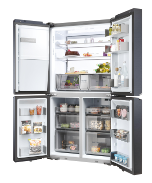 HAIER HCR7918EIMB CUBE 90 SERIE 7 French Door (E, 357 kWh, 1775 mm hoch, Brushed Black)