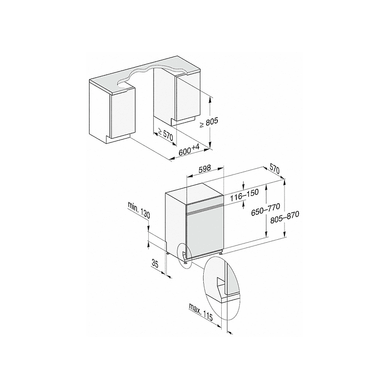 MIELE G 7200 SCi Geschirrspüler (teilintegrierbar, 598 mm breit,