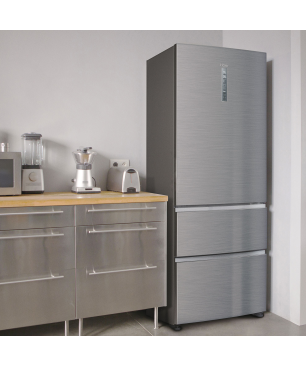 HAIER HTOPMNE7193 Kühl-/Gefrierkombination (E, 190,6 cm hoch, silber)