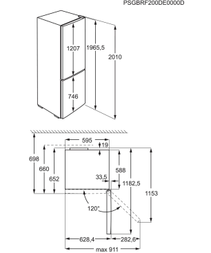 AEG RCB 736 D 5 MB Kühlgefrierkombination (D, 200 kWh, 201 cm hoch, Black Stainless Steel, Seiten dunklegrau)